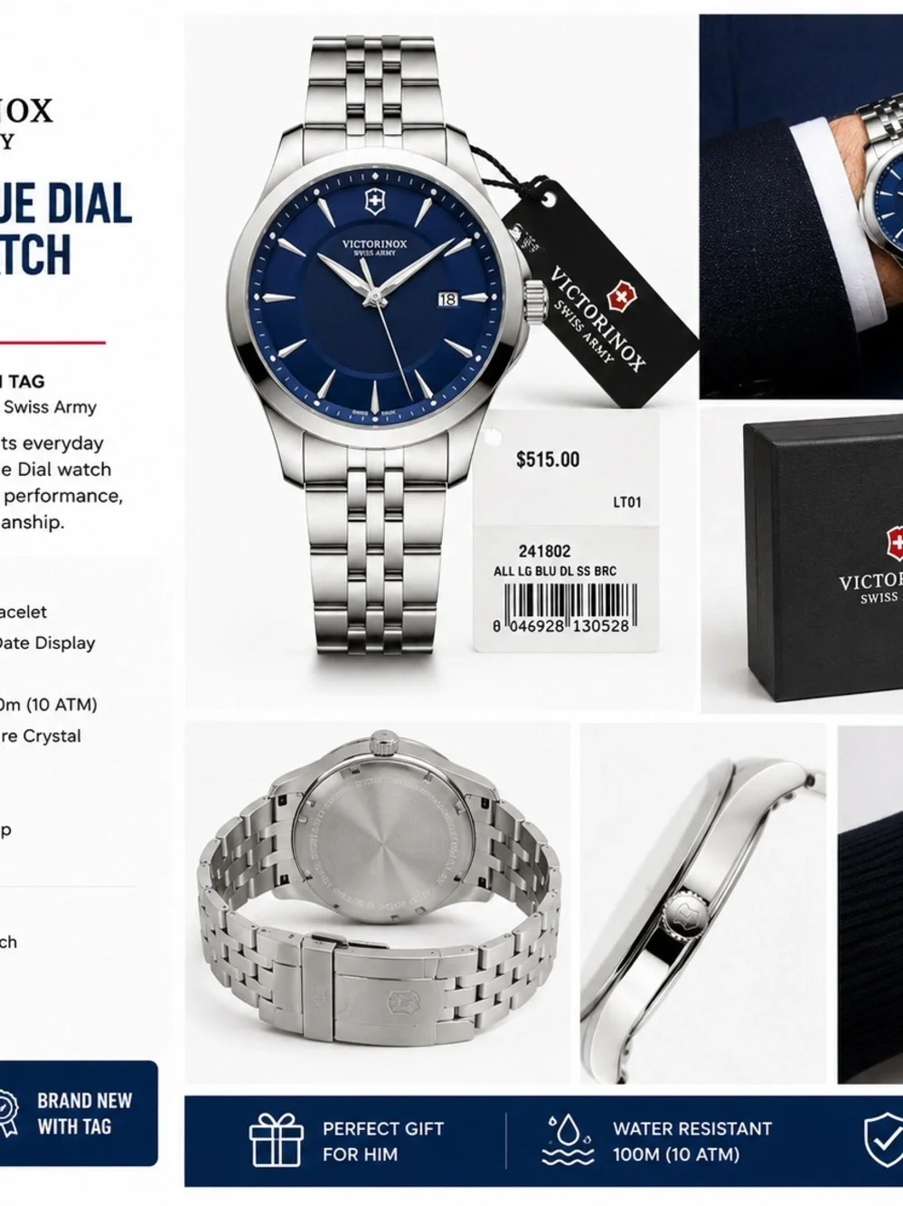 Victorinox Men’s Stainless Steel Watch with Blue Dial
